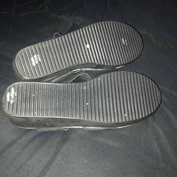 Wedges Thong sandals, plain black, size 7 1/2 - Picture 5 of 5